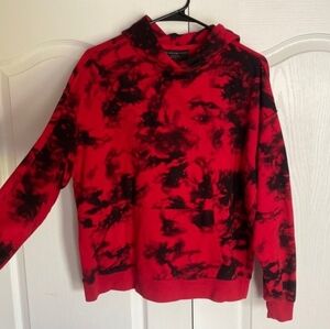 No Boundaries Red and Black Tie-Dye Crewneck Hoodie